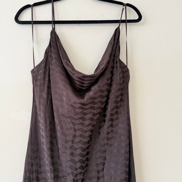By Anthropologie Sleeveless Cowl-Neck Burnout Slip Midi Dress Brown Size XL - Picture 6 of 9